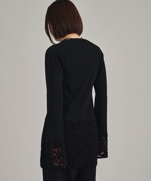 louren(ローレン )の「【louren/ローレン】lace hem knit cardigan/レースヘムニットカーディガン(Tシャツ/カットソー・レディース・ホワイト/ブラック・FREE)」の13枚目の写真