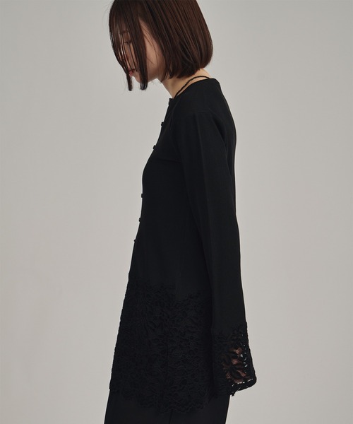 louren(ローレン )の「【louren/ローレン】lace hem knit cardigan/レースヘムニットカーディガン(Tシャツ/カットソー・レディース・ホワイト/ブラック・FREE)」の12枚目の写真