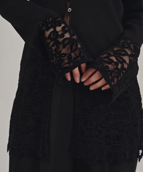 louren(ローレン )の「【louren/ローレン】lace hem knit cardigan/レースヘムニットカーディガン(Tシャツ/カットソー・レディース・ホワイト/ブラック・FREE)」の14枚目の写真