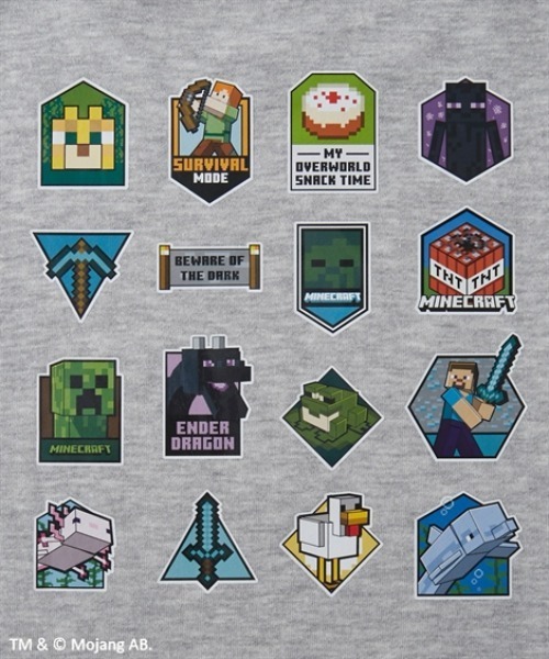 QUNTSTYLE(キュントスタイル)の「【MINECRAFT】長袖プリントトレーナー(スウェット・キッズ・グレー系/ベージュ系1/ベージュ系2/アイボリー系/ブラック系1/ブラック系2/ブラック系3/グリーン系・110/120/130/140/150/160)」の10枚目の写真