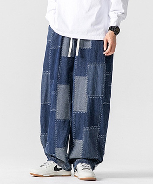 Ressaca(レサーカ)の「パッチワーク風ワイドデニムパンツ(デニムパンツ・メンズ・ブルー/ブラック・M)」の2枚目の写真