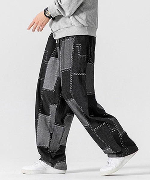 Ressaca(レサーカ)の「パッチワーク風ワイドデニムパンツ(デニムパンツ・メンズ・ブルー/ブラック・M)」の5枚目の写真