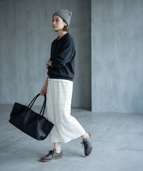 STYLE DELI(スタイルデリ)の「【BLK001】ランダムシャーリングIラインスカート(スカート・レディース・ブラック/アイボリー・FREE)」の12枚目の写真