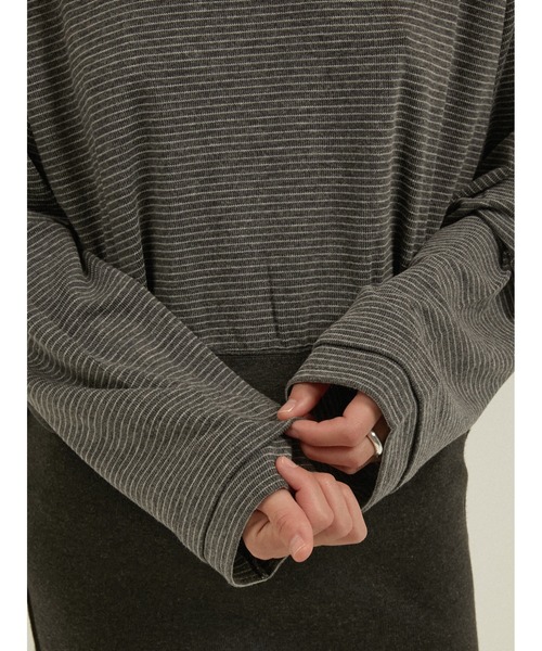 LA PEAU DE GEM(ラポドゥジェム)の「Vネックボーダーカットソー ブリティッシュミリタリーボーダー / 【 LA PEAU DE GEM 】 british military border(Tシャツ/カットソー・レディース・ブラック/グレー・FREE)」の19枚目の写真