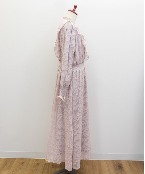 CLETTE（クレット）の「シアー花柄長袖フリルワンピース（ワンピース・レディース・ブルー/ネイビー/ピンク・4L/3L/LL）」の14枚目の写真