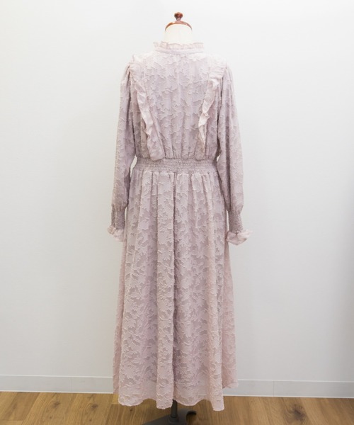 CLETTE（クレット）の「シアー花柄長袖フリルワンピース（ワンピース・レディース・ブルー/ネイビー/ピンク・4L/3L/LL）」の15枚目の写真