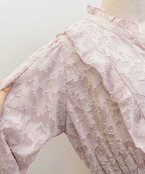CLETTE（クレット）の「シアー花柄長袖フリルワンピース（ワンピース・レディース・ブルー/ネイビー/ピンク・4L/3L/LL）」の17枚目の写真