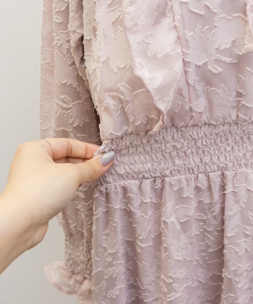 CLETTE（クレット）の「シアー花柄長袖フリルワンピース（ワンピース・レディース・ブルー/ネイビー/ピンク・4L/3L/LL）」の19枚目の写真