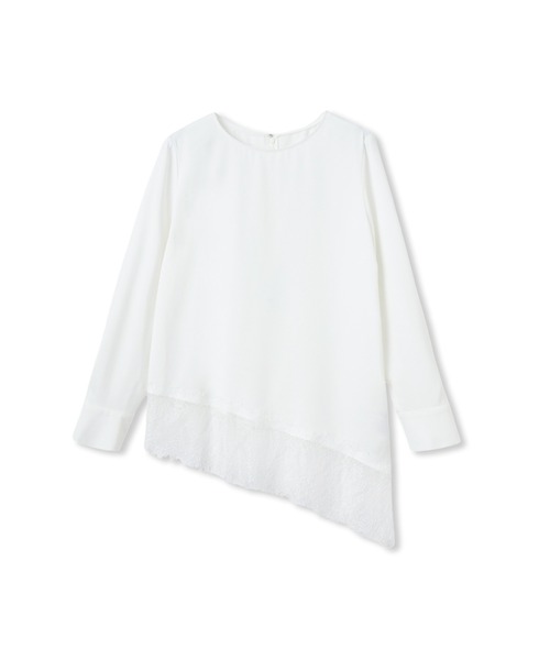 LAUTREAMONT（ロートレアモン）の「≪+1でトレンドライク≫サテンアシメヘムレースブラウス（シャツ/ブラウス・レディース・ホワイト/ブラック・9号）」の12枚目の写真