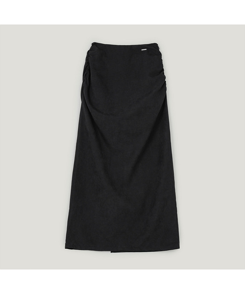 TWEE(トゥウィー)の「リングト スエード シャーリング ロングスカート(スカート・レディース・ブラック/サンドベージュ・SMALL/MEDIUM)」の2枚目の写真