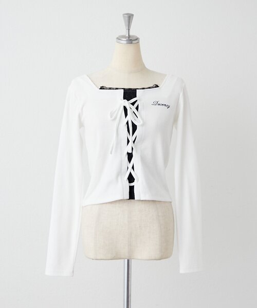 continuer de NICE CLAUP(コンティニューデナイスクラップ)の「レースアップドッキングPO(Tシャツ/カットソー・レディース・その他12/アイボリー/ブラック/ボルドー・FREE)」の10枚目の写真