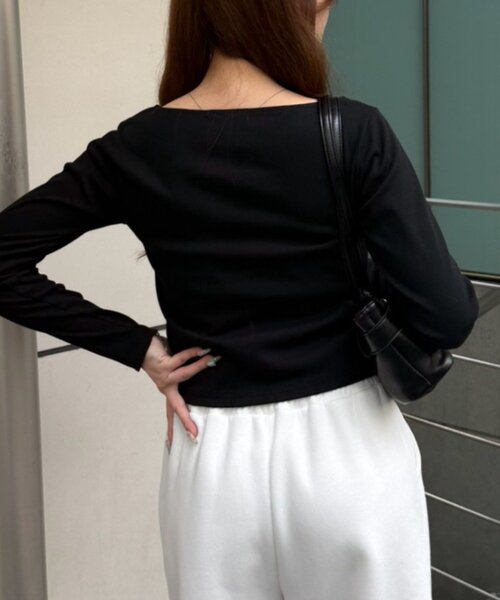 continuer de NICE CLAUP(コンティニューデナイスクラップ)の「レースアップドッキングPO(Tシャツ/カットソー・レディース・その他12/アイボリー/ブラック/ボルドー・FREE)」の14枚目の写真