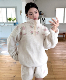 MONGDOL（モンドル）の「フラワー halff S.N.A.P ウールボアジャケットアノラックパーカー アイボリー MDTS103IVORY（その他アウター）」
