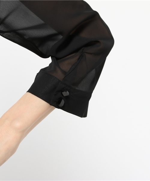 REAL CUBE(リアルキューブ)の「REAL CUBE 袖シフォン 前後リバーシブルカーディガン(カーディガン/ボレロ・レディース・ブラック/キナリ/ネイビー・38)」の6枚目の写真