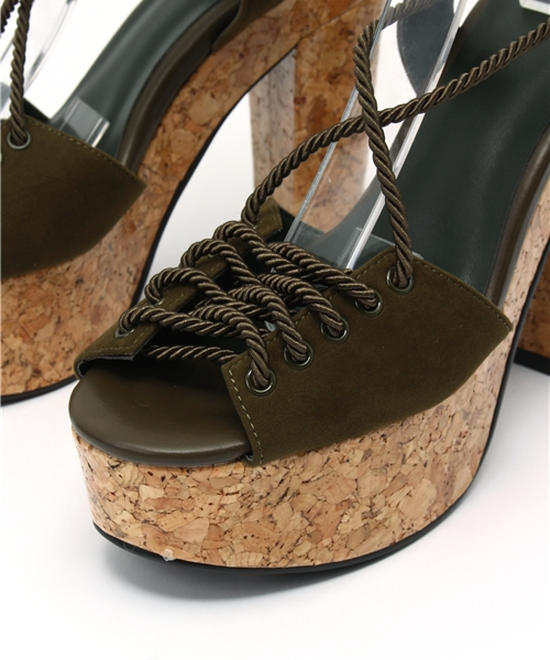 SLY(スライ)の「CORK HEEL LACE UP SANDAL(サンダル・レディース・カーキ/ブラック/ブラウン・LARGE/SMALL/MEDIUM)」の7枚目の写真