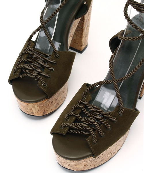 SLY(スライ)の「CORK HEEL LACE UP SANDAL(サンダル・レディース・カーキ/ブラック/ブラウン・LARGE/SMALL/MEDIUM)」の8枚目の写真