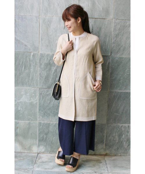 FIGARO Paris（フィガロパリ）の「リネンキャンバス コート◆（その他アウター・レディース・カーキ/アイボリー・38/36）」の15枚目の写真