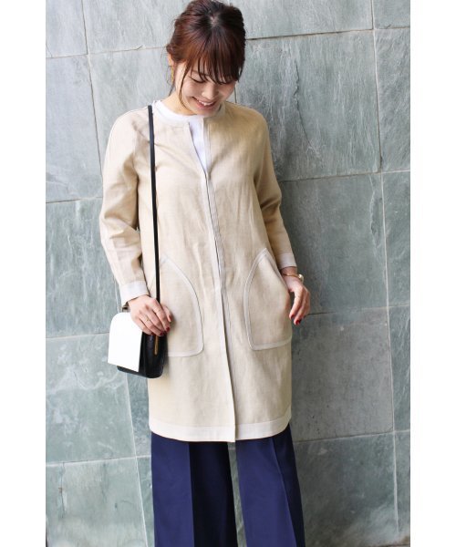 FIGARO Paris（フィガロパリ）の「リネンキャンバス コート◆（その他アウター・レディース・カーキ/アイボリー・38/36）」の16枚目の写真