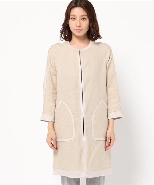 FIGARO Paris（フィガロパリ）の「リネンキャンバス コート◆（その他アウター・レディース・カーキ/アイボリー・38/36）」の3枚目の写真