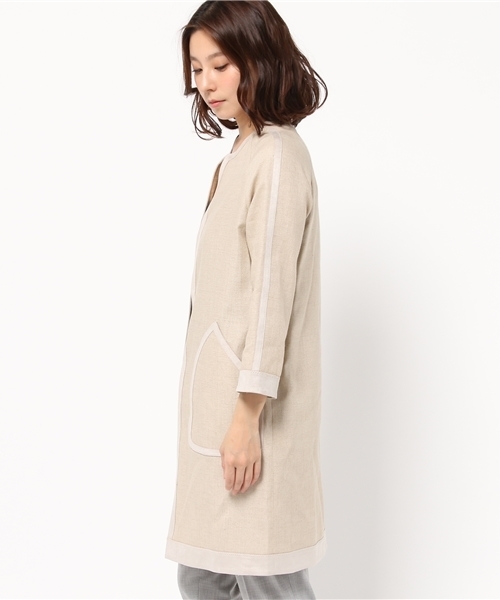 FIGARO Paris（フィガロパリ）の「リネンキャンバス コート◆（その他アウター・レディース・カーキ/アイボリー・38/36）」の4枚目の写真