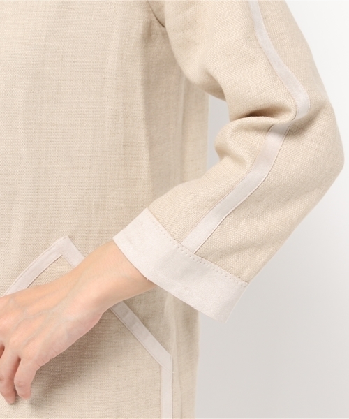 FIGARO Paris（フィガロパリ）の「リネンキャンバス コート◆（その他アウター・レディース・カーキ/アイボリー・38/36）」の7枚目の写真