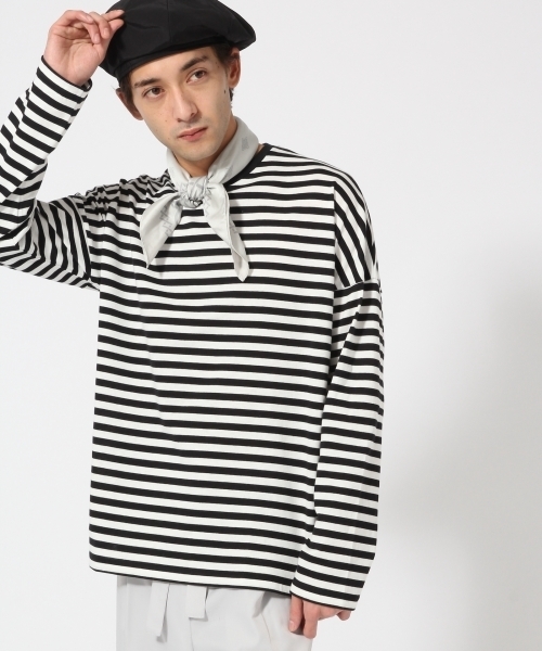 HARE(ハレ)の「ボーダードロップカットソー(HARE)(Tシャツ/カットソー・メンズ・ブルー/ブラック/レッド・MEDIUM/SMALL)」の2枚目の写真