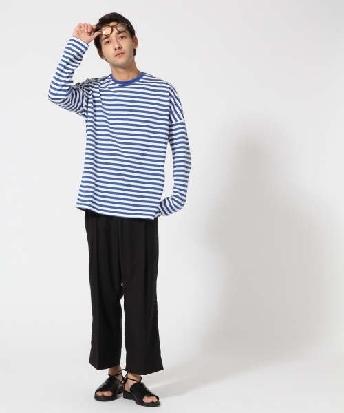 HARE(ハレ)の「ボーダードロップカットソー(HARE)(Tシャツ/カットソー・メンズ・ブルー/ブラック/レッド・MEDIUM/SMALL)」の5枚目の写真