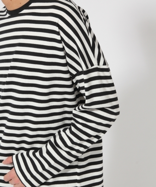 HARE(ハレ)の「ボーダードロップカットソー(HARE)(Tシャツ/カットソー・メンズ・ブルー/ブラック/レッド・MEDIUM/SMALL)」の9枚目の写真