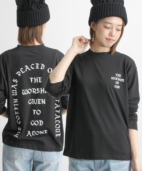 WEGO(ウィゴー)の「WEGO/バックロゴルーズロングTシャツ(Tシャツ/カットソー・レディース・ライトピンク/ブラック/ホワイト・FREE)」の3枚目の写真