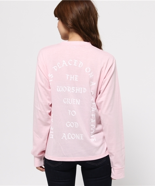 WEGO(ウィゴー)の「WEGO/バックロゴルーズロングTシャツ(Tシャツ/カットソー・レディース・ライトピンク/ブラック/ホワイト・FREE)」の12枚目の写真