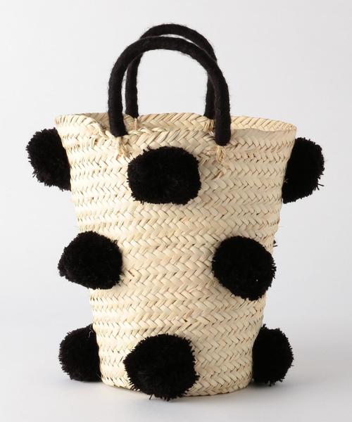 green label relaxing(グリーンレーベルリラクシング)の「ETINCELLES ポンポンカゴバッグ(かごバッグ・レディース・ブラック/ライトグレー・FREE)」の10枚目の写真