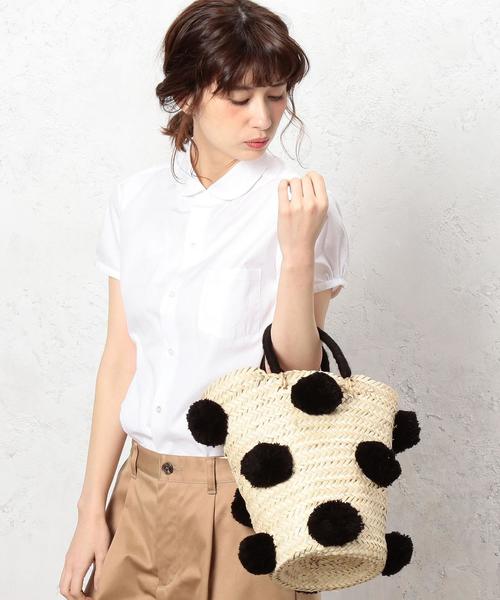 green label relaxing(グリーンレーベルリラクシング)の「ETINCELLES ポンポンカゴバッグ(かごバッグ・レディース・ブラック/ライトグレー・FREE)」の4枚目の写真