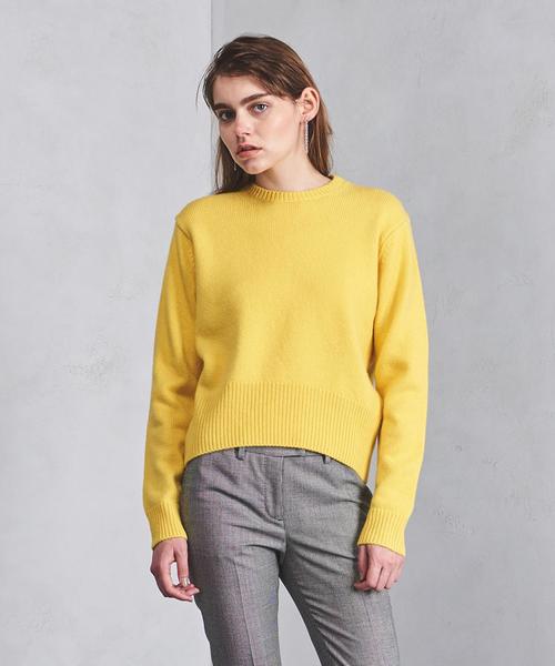 ユナイテッドアローズ　ニット　カシミヤ混　イエロー ユナイテッドアローズ カシミヤ混 クルーネックセーター ウール
