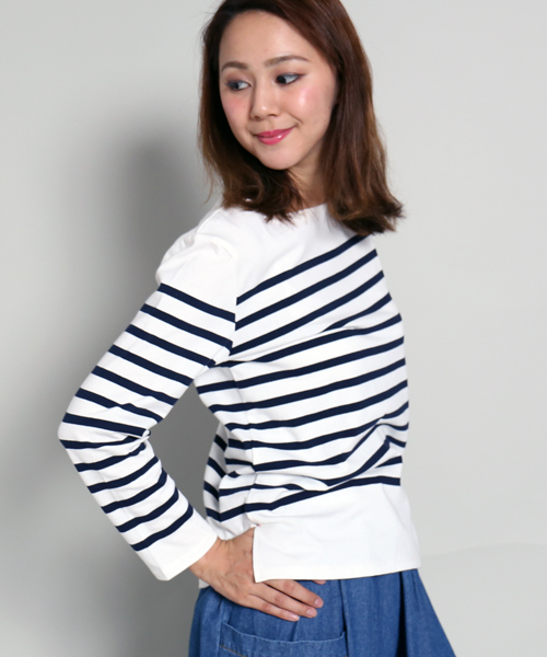 MARBLE WALTS(マーブルワルツ)の「パネルボーダーカットソー(Tシャツ/カットソー・レディース・イエロー系その他/ブルー系その他/ホワイト×ネイビー/グレー×ホワイト・L/M/S)」の7枚目の写真