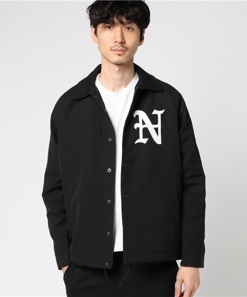New Era ニューエラ の ニューエラ コーチジャケット ウール N パッチ ブラック New Era その他アウター Wear