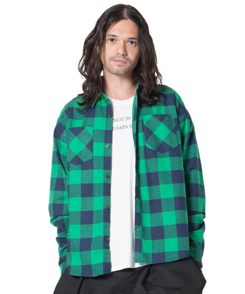 glamb（グラム）の「Patrick check SH / パトリックチャックシャツ（シャツ/ブラウス・メンズ・グリーン/レッド/イエロー・1/0/2/4/3）」の2枚目の写真