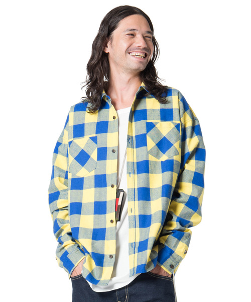 glamb（グラム）の「Patrick check SH / パトリックチャックシャツ（シャツ/ブラウス・メンズ・グリーン/レッド/イエロー・1/0/2/4/3）」の8枚目の写真