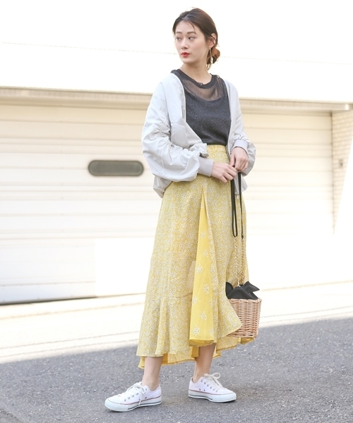 PAGEBOY(ページボーイ)の「パッチワーク風小花柄ミディスカート(スカート・レディース・ホワイト系その他/ブラック系その他/イエロー系その他・FREE)」の20枚目の写真