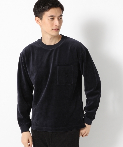 GLOBAL WORK（グローバルワーク）の「ベロアクルーネック長袖/777717（Tシャツ/カットソー・メンズ・ダークブラウン/ネイビー/ライトグリーン/ワインレッド/ブルー系その他・SMALL/MEDIUM/LARGE/X-LARGE）」の4枚目の写真