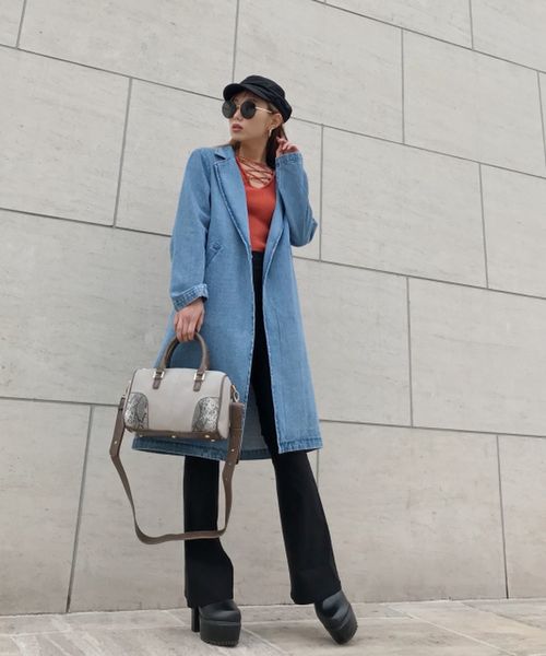 ENVYM(アンビー)の「Denim long CT (トレンチコート・レディース・ブルー・FREE)」の1枚目の写真