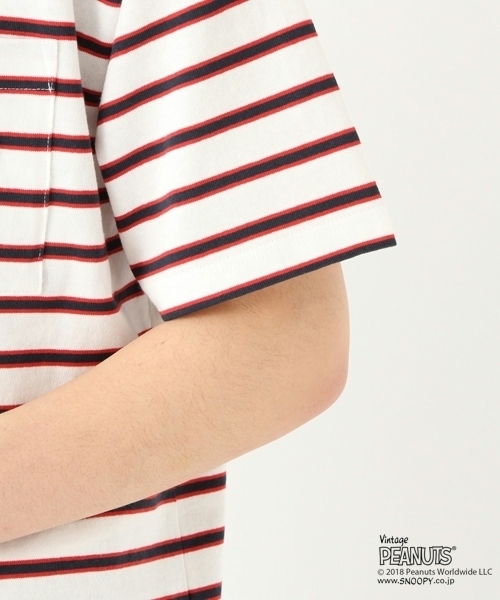 niko and...(ニコアンド)の「ピーナッツボーダーTシャツ(Tシャツ/カットソー・メンズ・ベージュ/グレー/オフホワイト・MEDIUM/LARGE)」の13枚目の写真