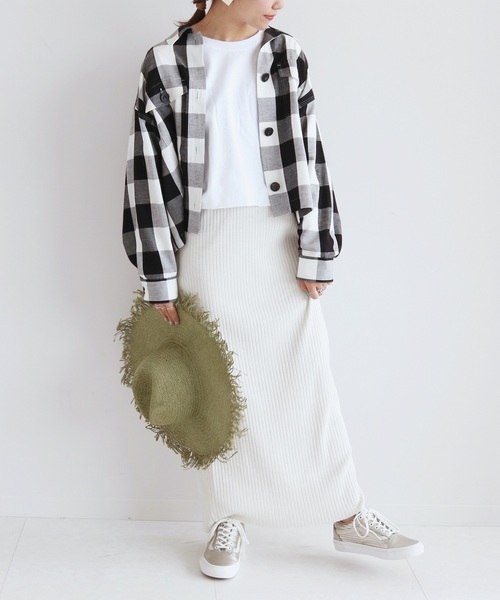 SLOBE citron.（スローブシトロン）の「SLOBE citron.ラメフライス マキシスカート◆（スカート・レディース・カーキ/アイボリー・FREE）」の8枚目の写真