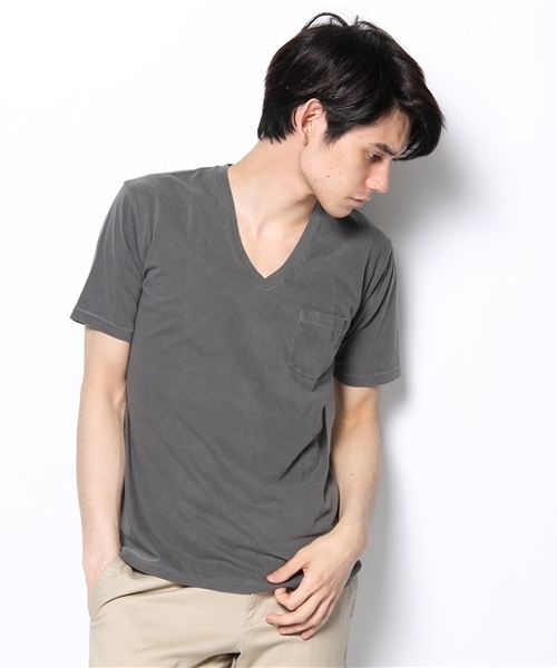 BEAUTY&YOUTH UNITED ARROWS（ビューティーアンドユースユナイテッドアローズ）の「ヴィンテージウォッシュ　Vネック1ポケTee§◆（Tシャツ/カットソー・メンズ・ホワイト/ダークグレー/レッド/クリーム/ケリー/コバルトブルー・SMALL/MEDIUM/LARGE/X-LARGE）」の2枚目の写真