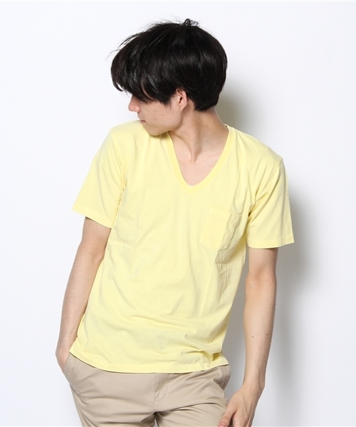 BEAUTY&YOUTH UNITED ARROWS（ビューティーアンドユースユナイテッドアローズ）の「ヴィンテージウォッシュ　Vネック1ポケTee§◆（Tシャツ/カットソー・メンズ・ホワイト/ダークグレー/レッド/クリーム/ケリー/コバルトブルー・SMALL/MEDIUM/LARGE/X-LARGE）」の3枚目の写真