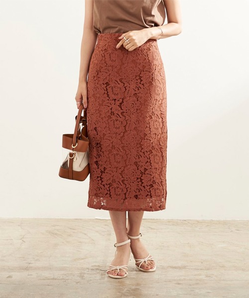 UR'S（ユアーズ）の「ﾚｰｽﾀｲﾄｽｶｰﾄ（スカート・レディース・ブラック/グレー/ブラウン/ネイビー/ライトブルー/ホワイト/オリーブ/チャコール/オフホワイト/ライトグリーン/ブルー・S/M/L）」の6枚目の写真