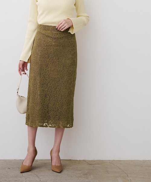 UR'S（ユアーズ）の「ﾚｰｽﾀｲﾄｽｶｰﾄ（スカート・レディース・ブラック/グレー/ブラウン/ネイビー/ライトブルー/ホワイト/オリーブ/チャコール/オフホワイト/ライトグリーン/ブルー・S/M/L）」の7枚目の写真