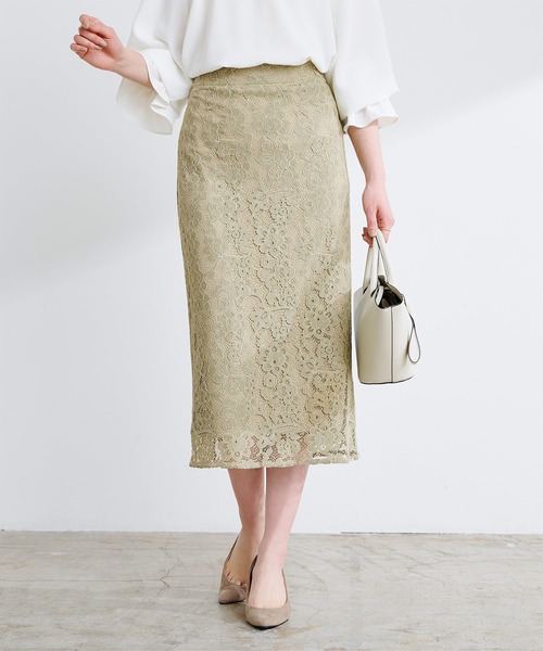 UR'S（ユアーズ）の「ﾚｰｽﾀｲﾄｽｶｰﾄ（スカート・レディース・ブラック/グレー/ブラウン/ネイビー/ライトブルー/ホワイト/オリーブ/チャコール/オフホワイト/ライトグリーン/ブルー・S/M/L）」の8枚目の写真