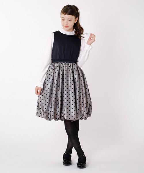 組曲 クミキョク の 150 170cm ドットチュールワンピース ドレス Wear