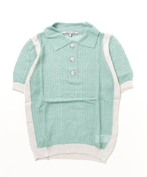 MAISON PERE(メゾンペール)の「MAISON PERE メゾンペール / メタリックポロニット ポロシャツ / 19PR0MA16(ポロシャツ・レディース・グリーン/フューシャピンク・S)」の7枚目の写真