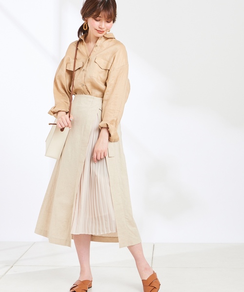 natural couture（ナチュラルクチュール）の「2WAYシンプルリネンシャツ（シャツ/ブラウス・レディース・ベージュ/ライトベージュ/ネイビー/ラベンダー/オレンジ系その他・FREE）」の6枚目の写真